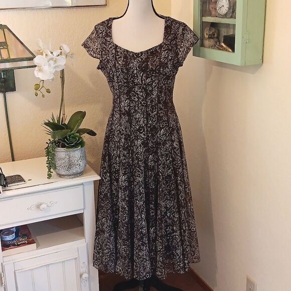 Coldwater Creek Chocolate Brown Floral Dress - Picture 1 of 11